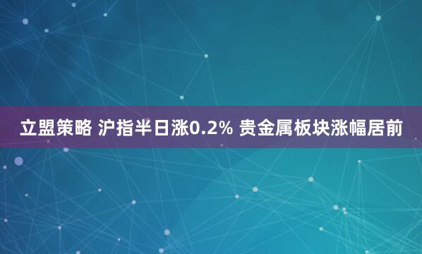 立盟策略 沪指半日涨0.2% 贵金属板块涨幅居前