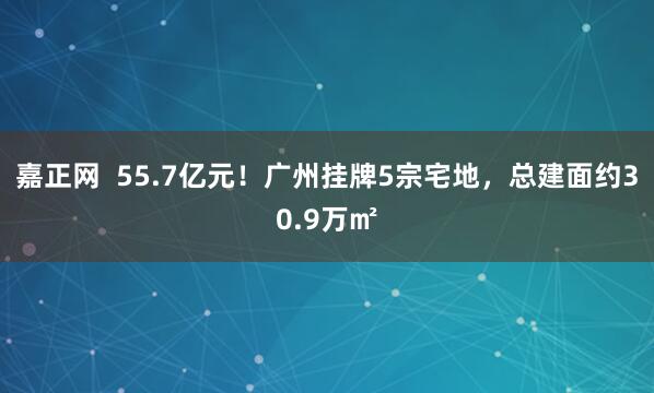 嘉正网  55.7亿元！广州挂牌5宗宅地，总建面约30.9万㎡